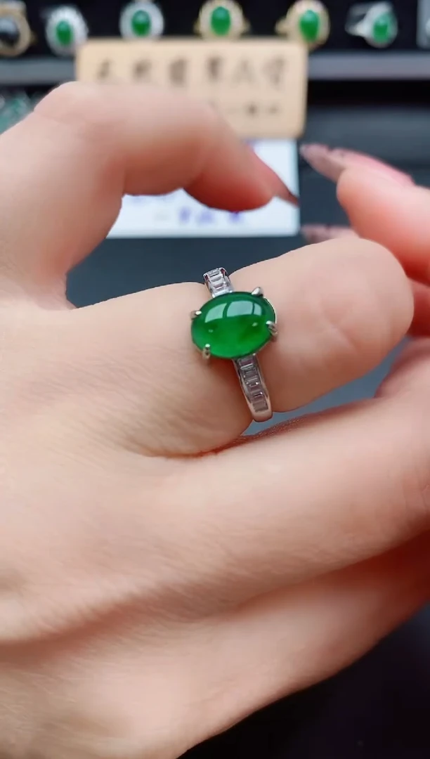 银S925镶嵌戒指翡翠1