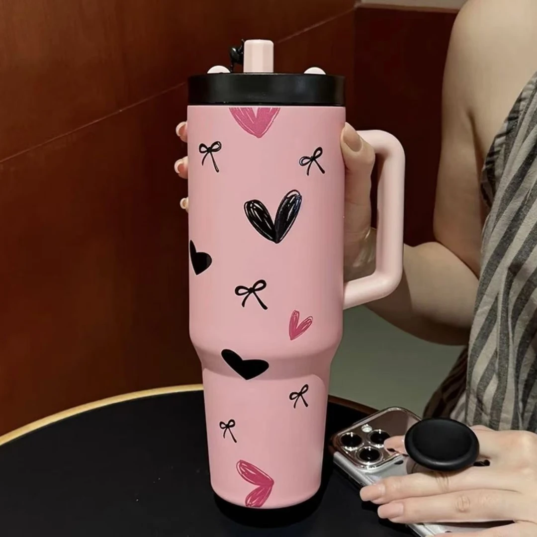 新款不锈钢冰霸杯高颜值大容量保温杯便携带把手车载汽车杯