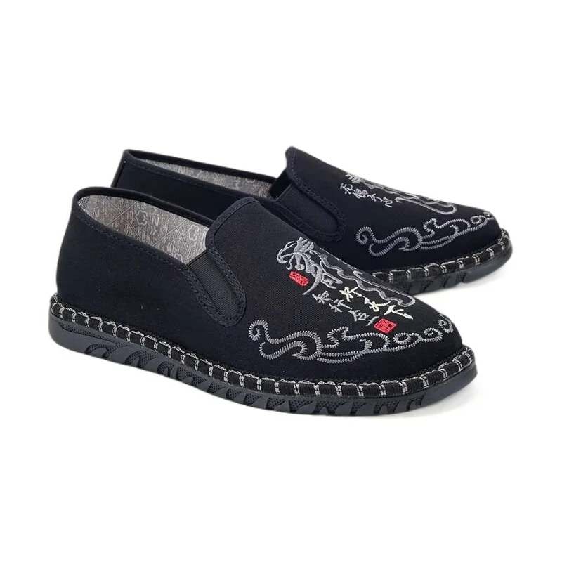 男单鞋复古鞋子爆款舒适国风休闲鞋布面帮面橡胶底888847黑色