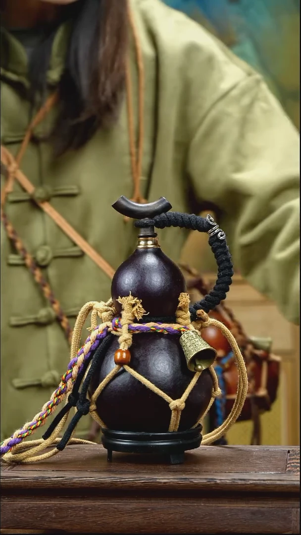 YU022复古网兜款天然酒葫芦（一物一拍）