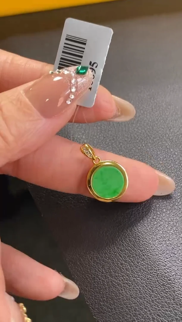 颈饰银S925镶嵌翡翠净货16695