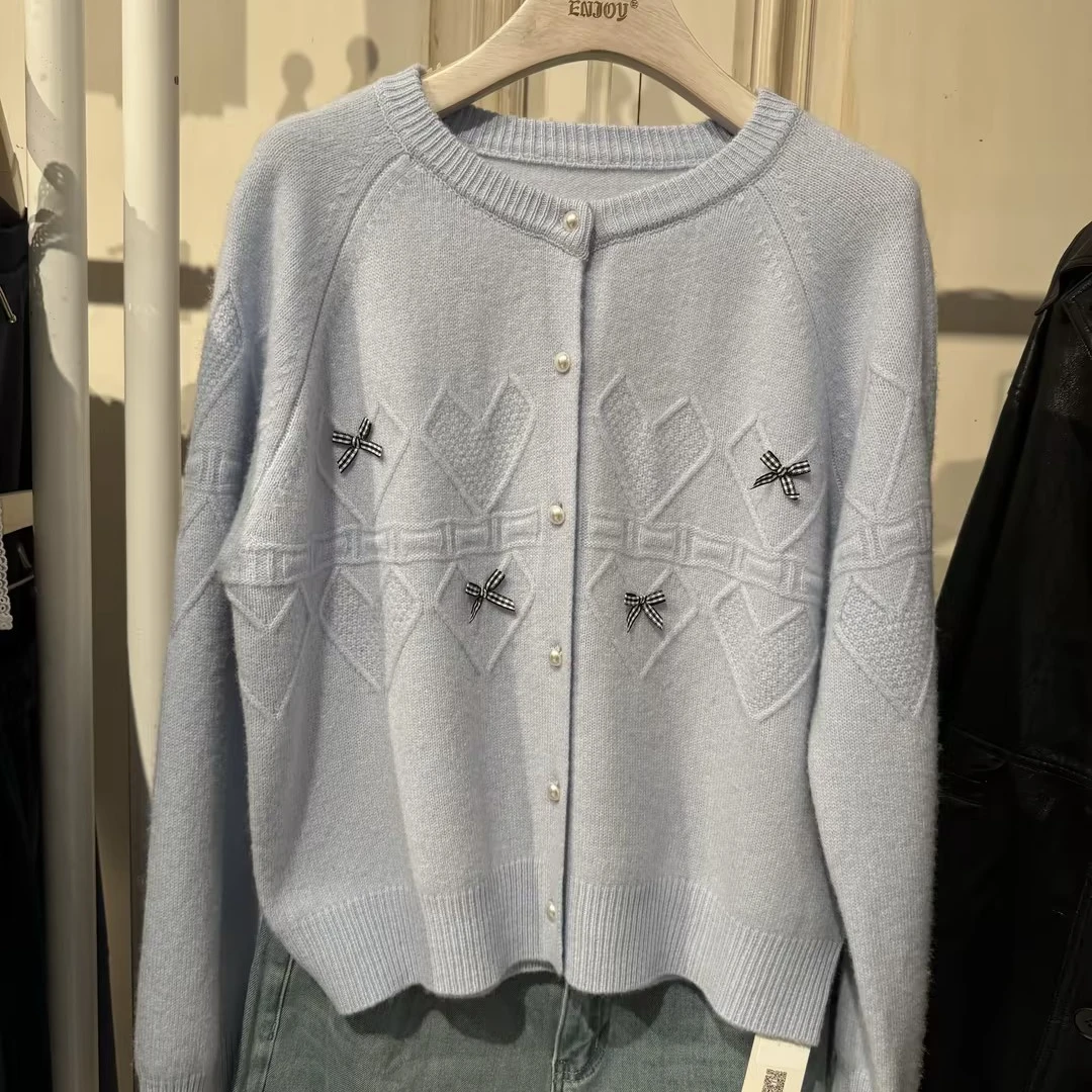 ENJOY'ME盐貌似糖爱心蝴蝶结开衫ER-7738