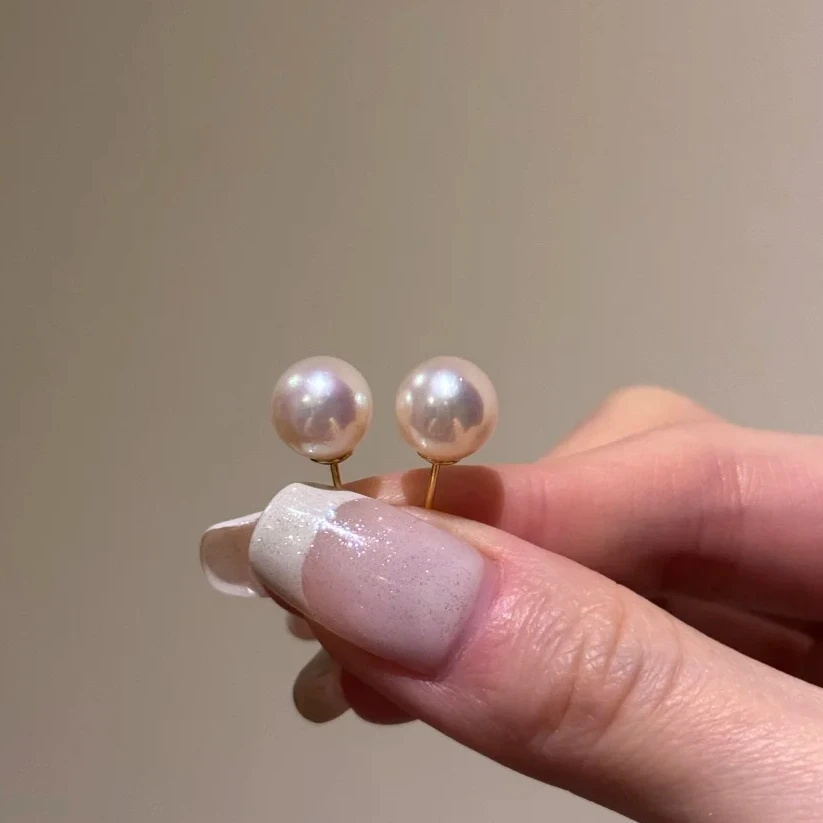 【鱼先生】88年终高品质天然akoya海水珍珠耳钉天女珠光多样性发一