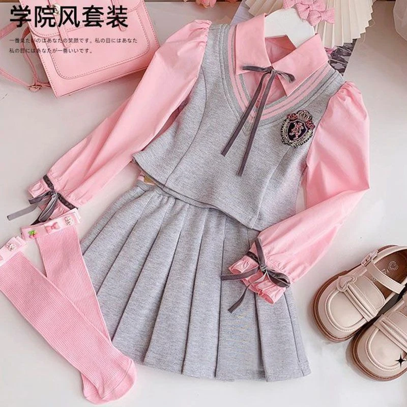 女童秋装套装日韩童装炸街潮服大童女装2025年款衣服衬衫儿童服装