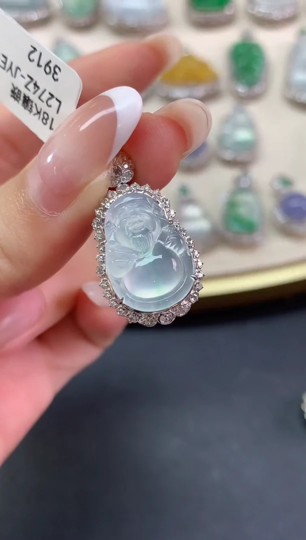 吊坠(不含链)18K金镶嵌翡翠吊坠(不含链)|13800