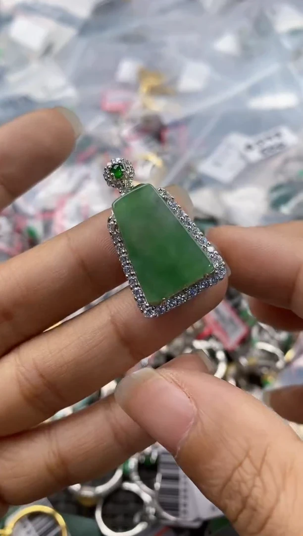 银S925镶嵌戒指翡翠10                 5