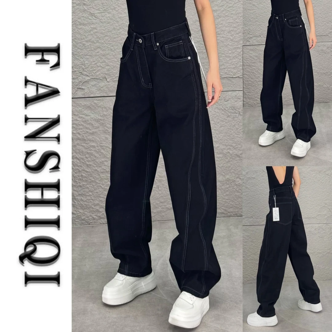 复古潮流高级感男士新款弯刀设计休闲牛仔裤宽松高腰显瘦百搭长裤