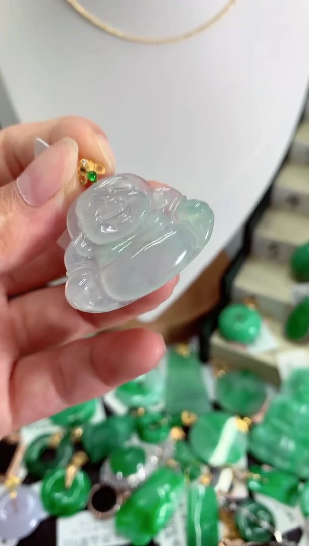 翡翠18K金镶嵌吊坠(不含链)挂件