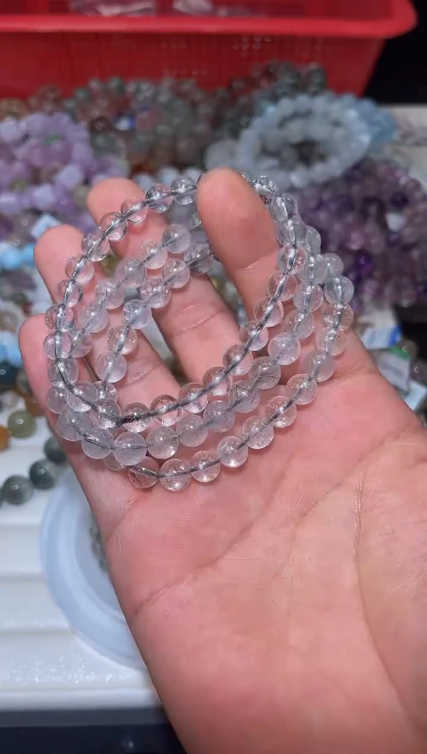 水晶手串未镶嵌L6-9mm魔鬼银发晶单圈-多样性发其一