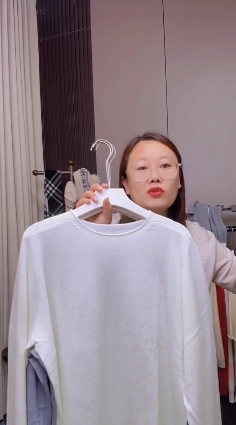 山羊绒卷边长袖白色XL