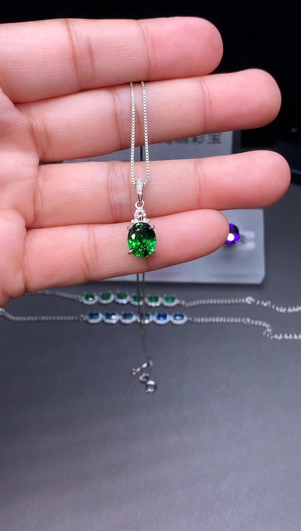 颈饰银S925镶嵌石榴石11