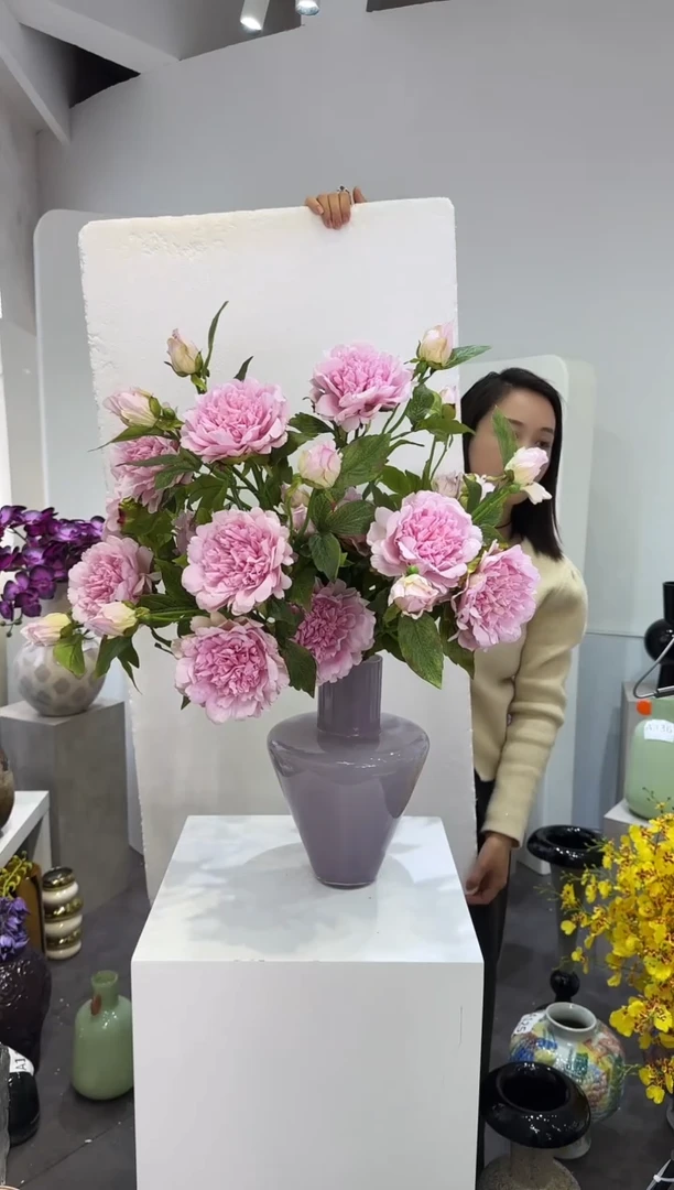 【闪购商品】藤10枝粉色牡丹花（不含花瓶）