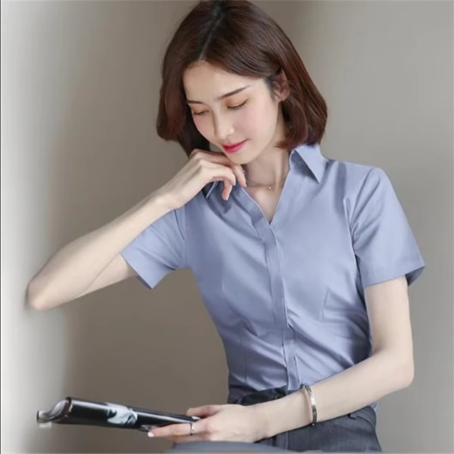 妮漫世家白色修身衬衫面试欧若风显瘦大码夏季百搭防走光时尚优雅