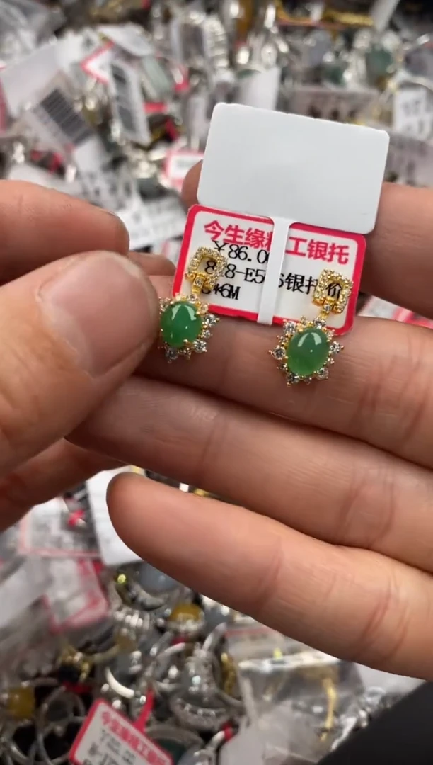 银S925镶嵌戒指翡翠777   2