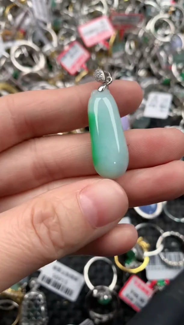 银S925镶嵌戒指翡翠12   8