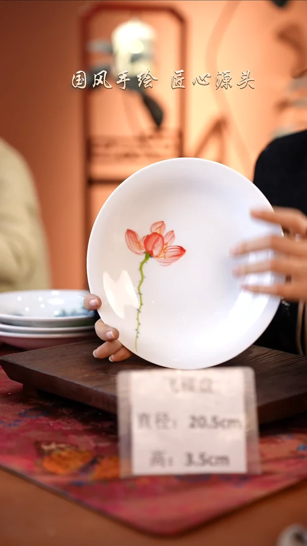 陶瓷景德镇高温釉中彩餐具（无毒无铅无镉）孤品款 飞碟