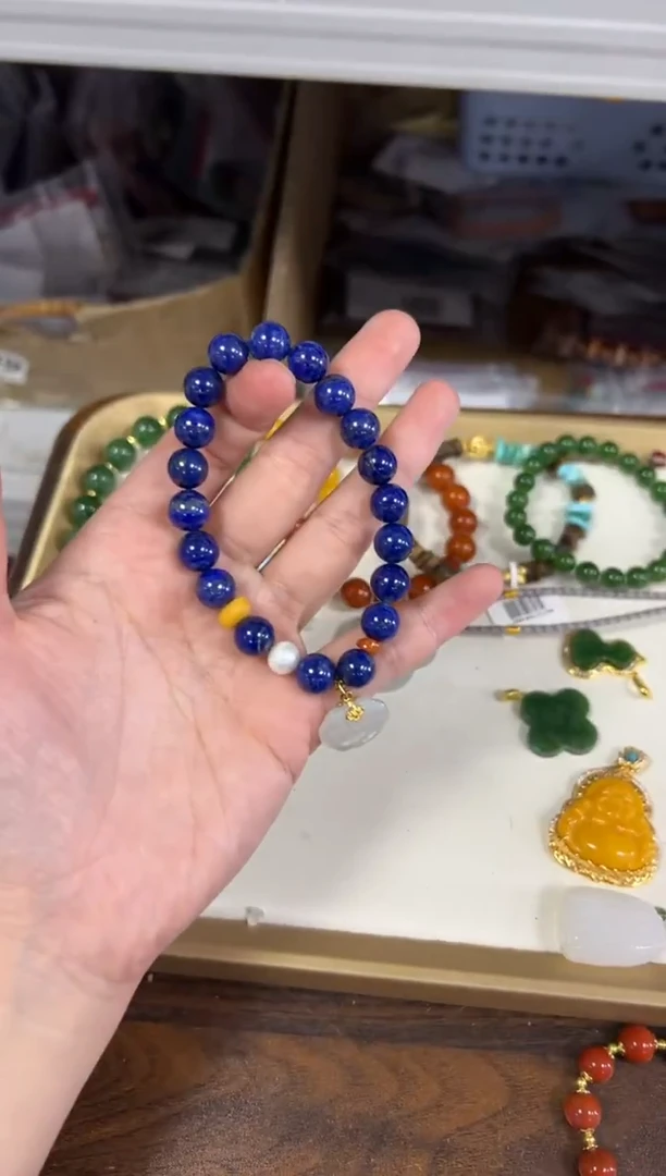 未镶嵌手链和田玉孤品青金石和田如意款手链[2075]