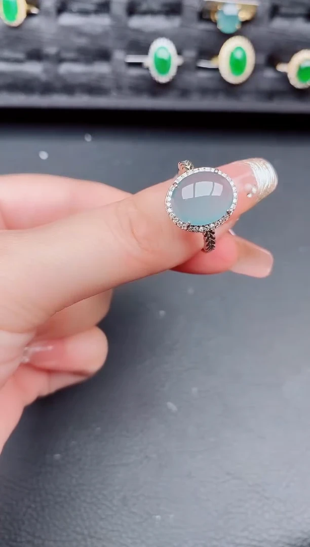 翡翠戒指银S925镶嵌天然a货翡翠97