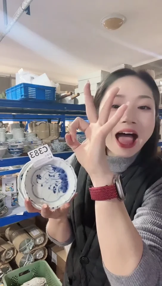 【闪购商品】瓷片日本进口瓷器12cm碟四只不同花C384