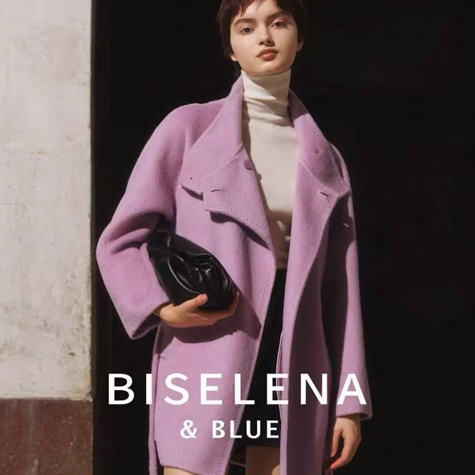 "意式老钱"复古气质绵羊毛双面毛呢外套女2024冬季新款大衣秋冬