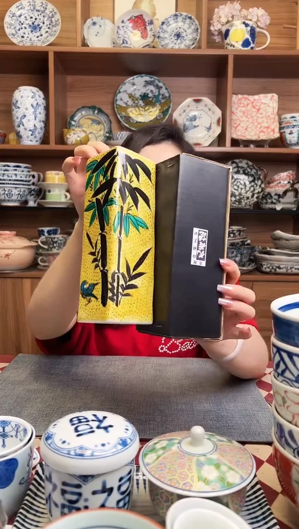 瓷片吉田屋竹影雀语花瓶