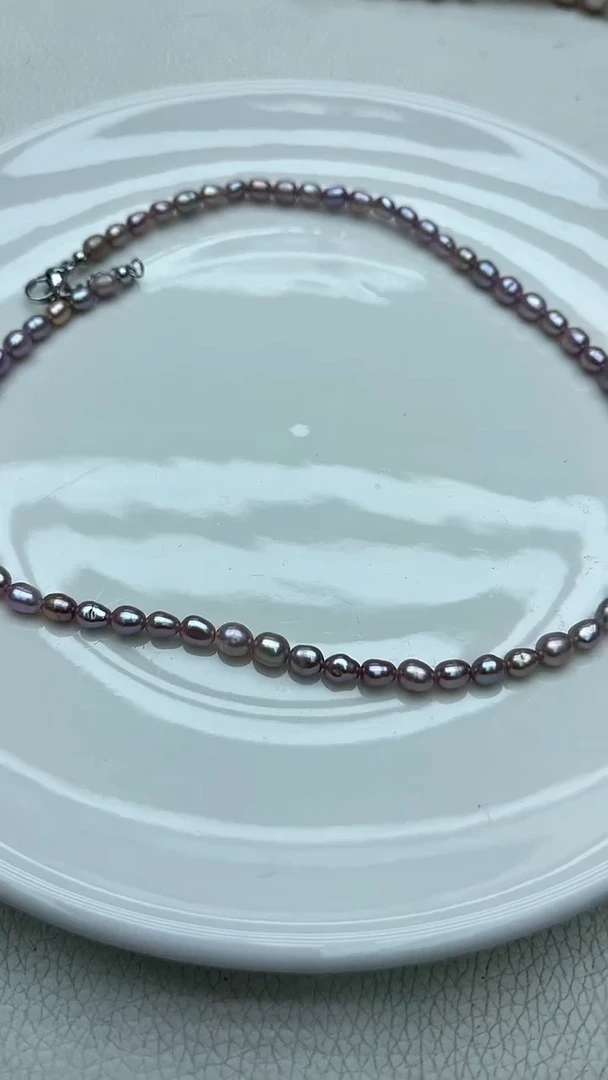 未镶嵌项链淡水珍珠紫色系