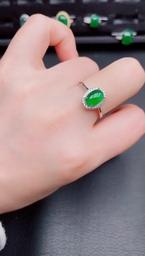 【闪购商品】翡翠戒指银S925镶嵌天然a货翡翠230