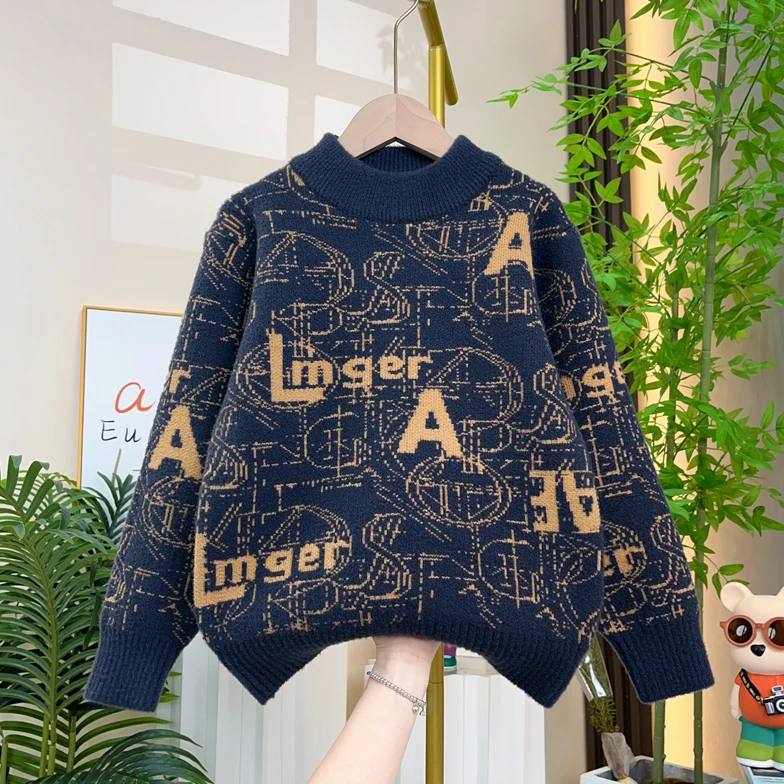 男童毛衣秋冬款2025新款儿童冬装时尚打底衫潮中大童男孩冬季加厚