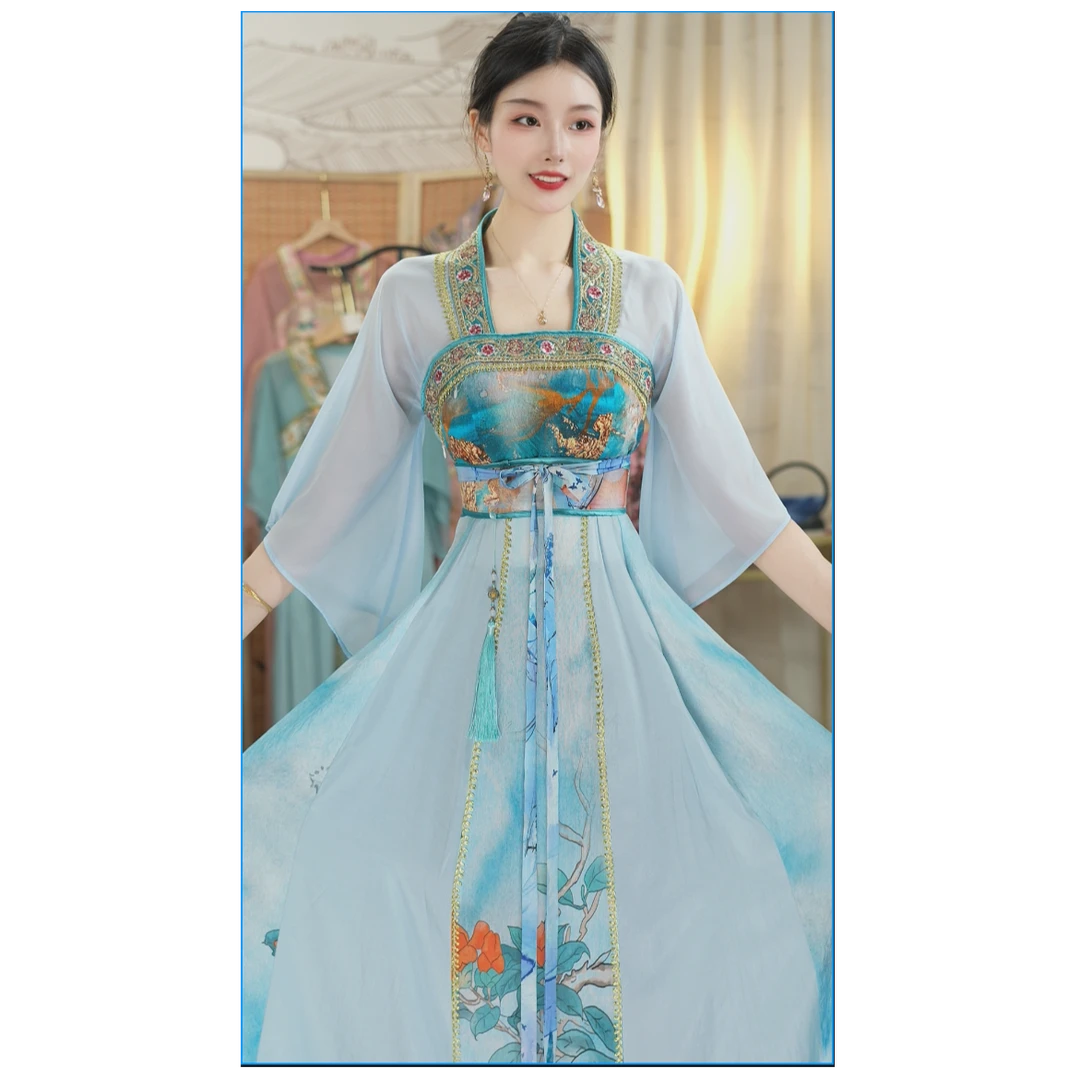 花享悦2025夏季新款中国风飘逸日常长款连衣裙WW（1586