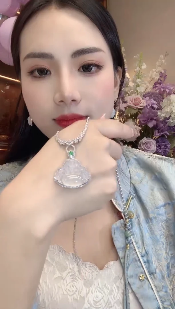 翡翠18K金镶嵌吊坠(不含链)A81