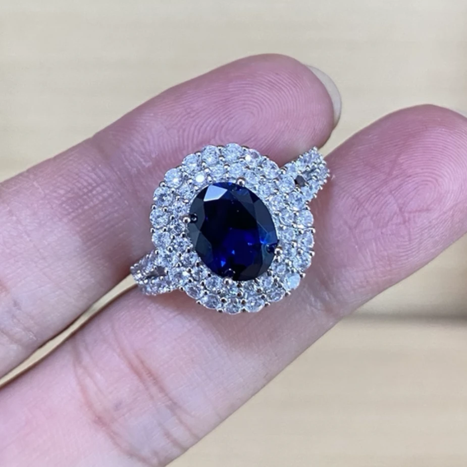 【高级定制】高贵蓝宝石豪华合金精工戒指838