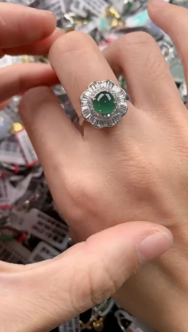 银S925镶嵌戒指翡翠11            4