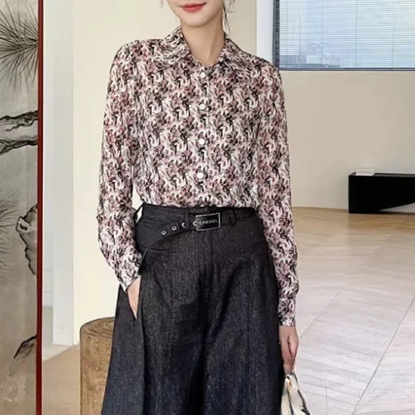 99新 Chanel/香奈儿 23A手工坊36码碎花真丝衬衫