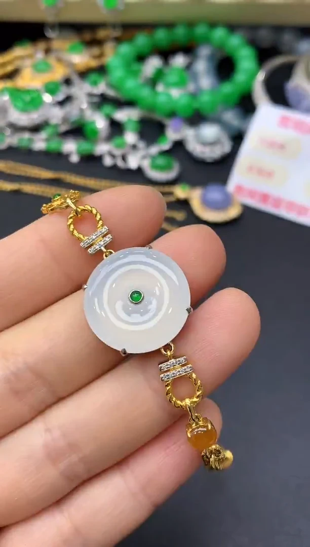 18K金镶嵌手链翡翠504-中国好珍宝