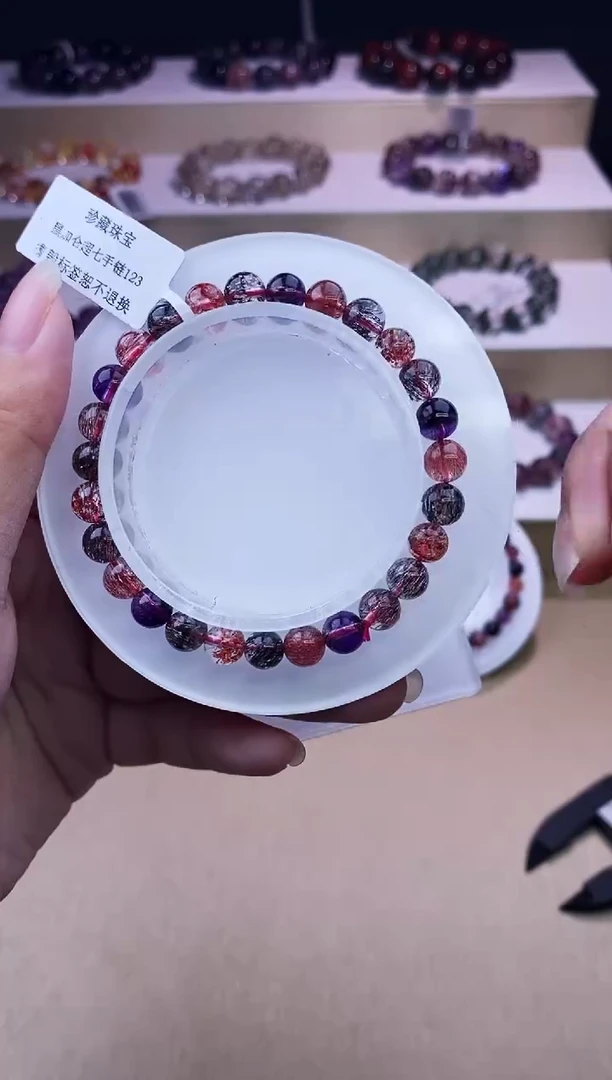 未镶嵌手链水晶黑加仑超七单圈6m+