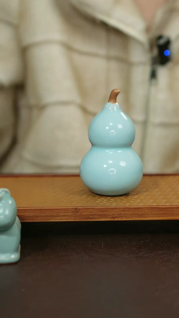 摆件瓷原矿原釉汝宋汝瓷 葫芦摆件