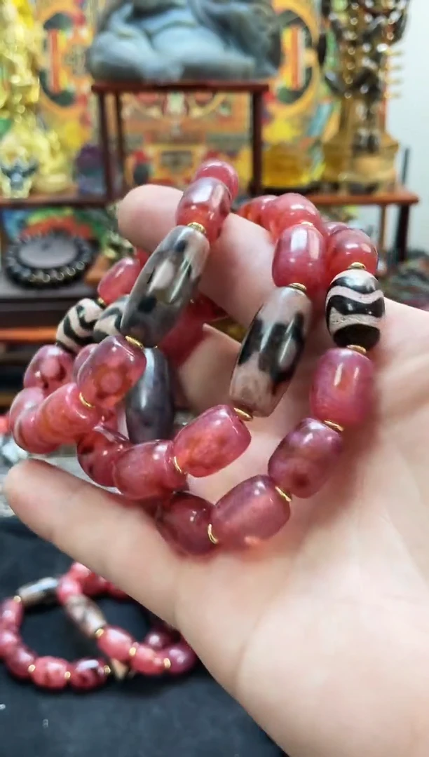 未镶嵌坛城水纹牙牙手串颜色图案颜色多样性发一条玛瑙/玉髓手串