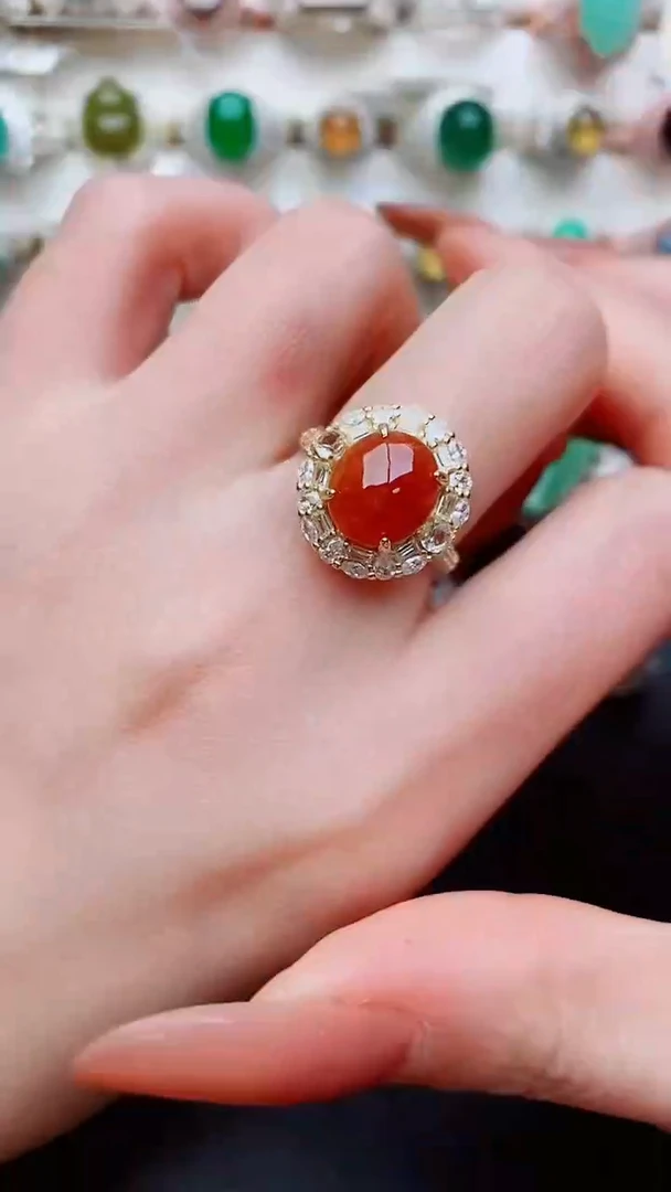 银S925镶嵌戒指翡翠...