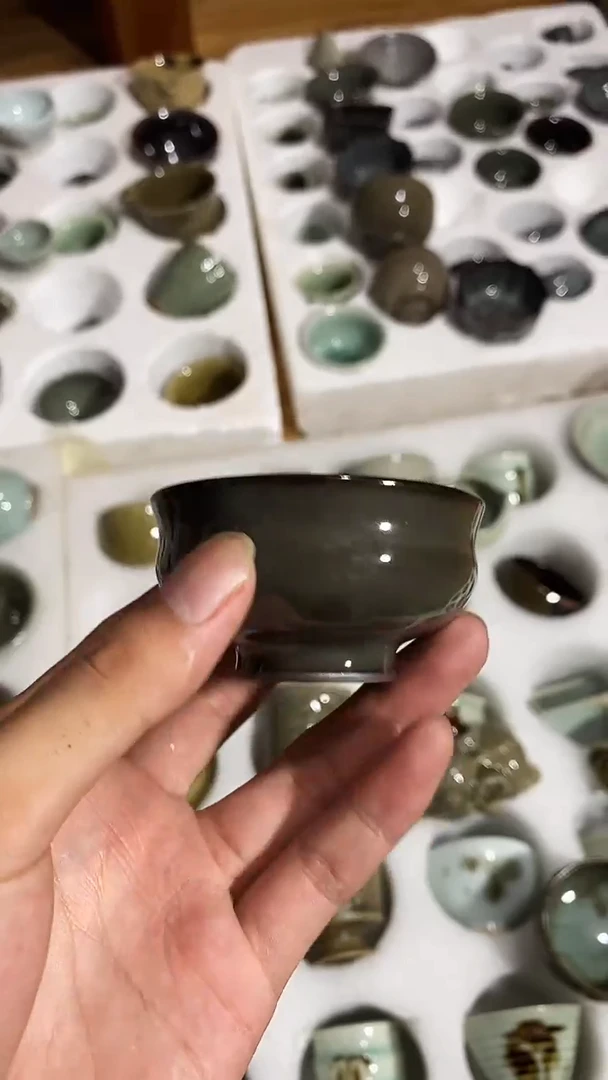 【山隐青瓷】龙窑柴烧杯子 粉青窑变  铁胎  微瑕