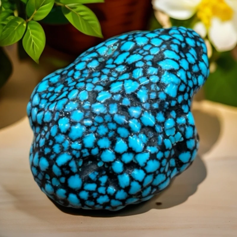 原矿高瓷蓝绿松石乌兰花随形吊坠把件