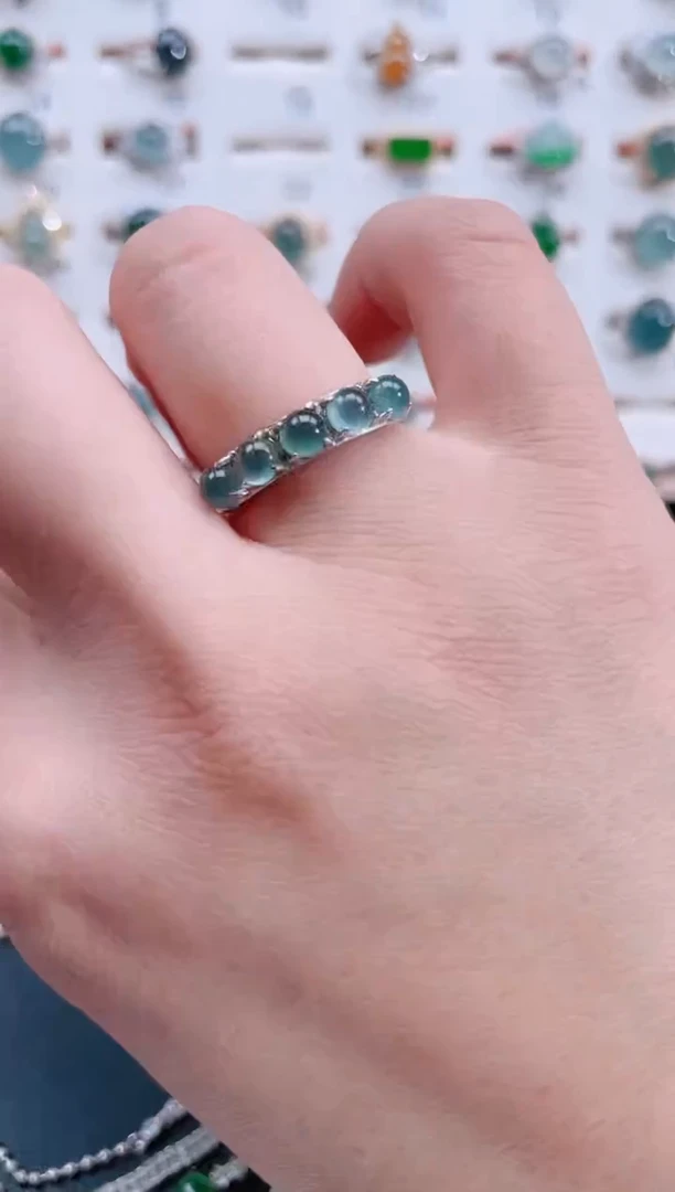 银S925镶嵌戒指翡翠天然翡翠