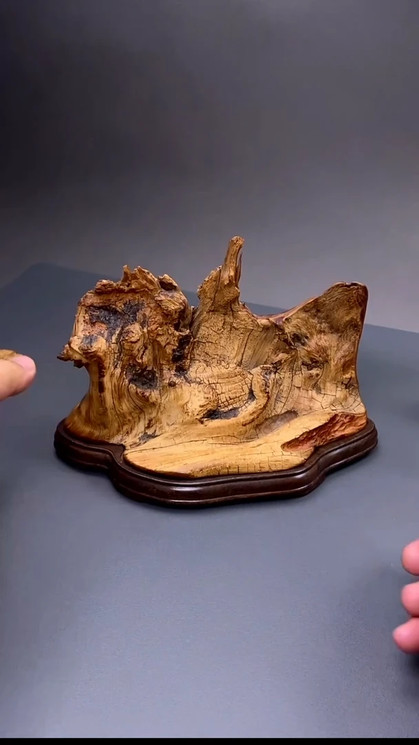 柏木柏柏自然风化料随型山水摆件