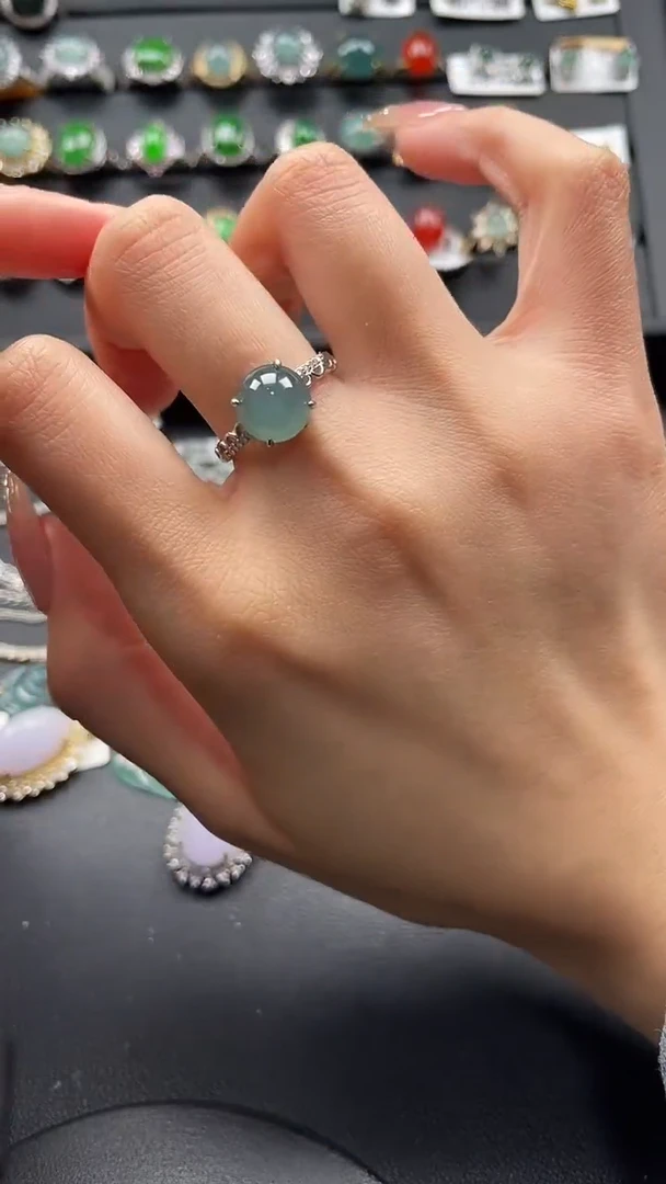 【闪购商品】翡翠戒指银S925镶嵌09787