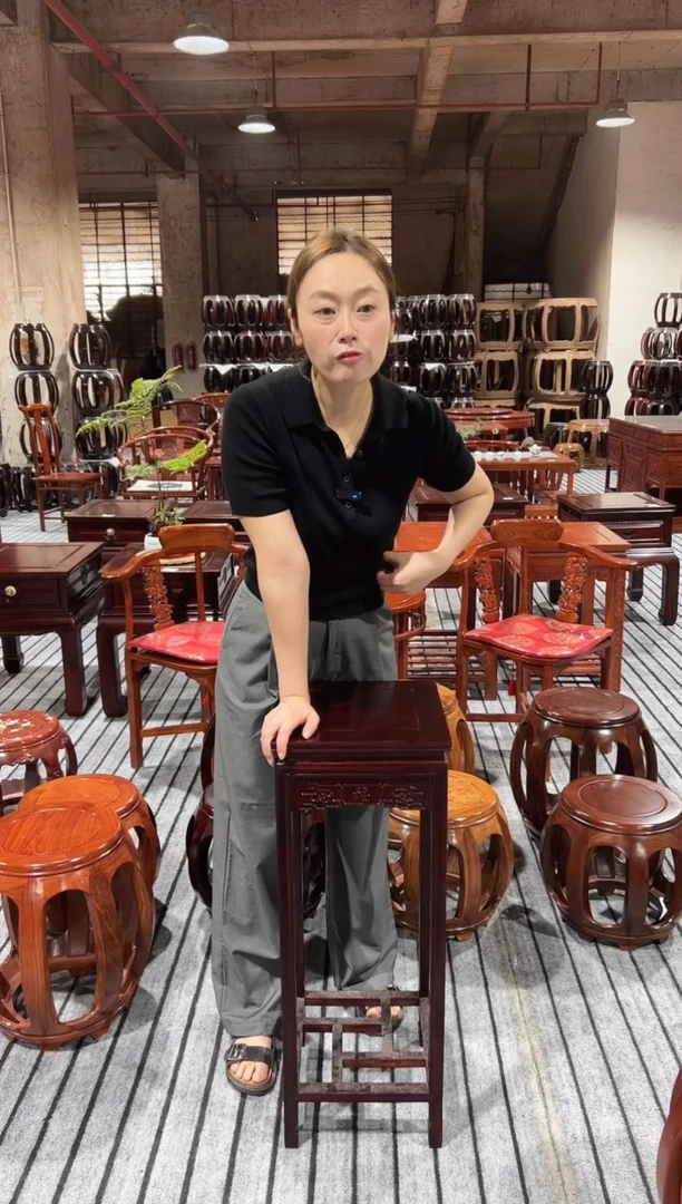 花梨木微瑕酸枝木深色福字花架不退不换