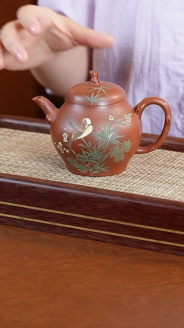 茶壶紫砂李能发沉香泥瓦翁泥绘壶