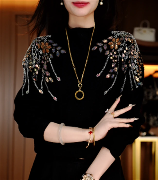 诺诗 新款高端印花显瘦显白百搭减龄气质时尚套头上衣V24Q1111