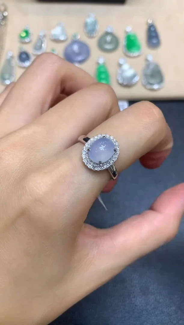 18K金镶嵌戒指翡翠蛋面【无服务费【48小时鉴赏期】