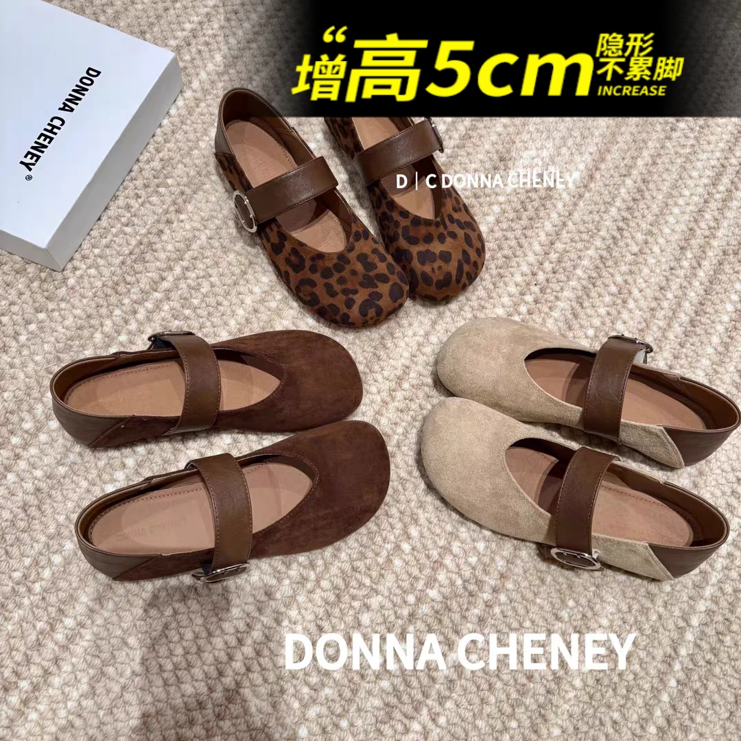 真皮5cm复古玛丽珍鞋女2025秋季新款时尚百搭单鞋舒适孕妇豆豆鞋