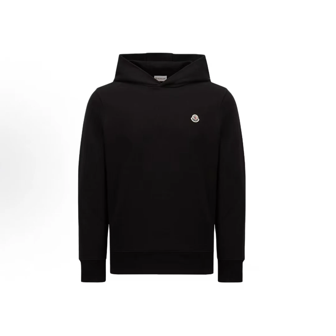 Moncler盟可睐纯色标识贴片连帽套头卫衣 男款hj