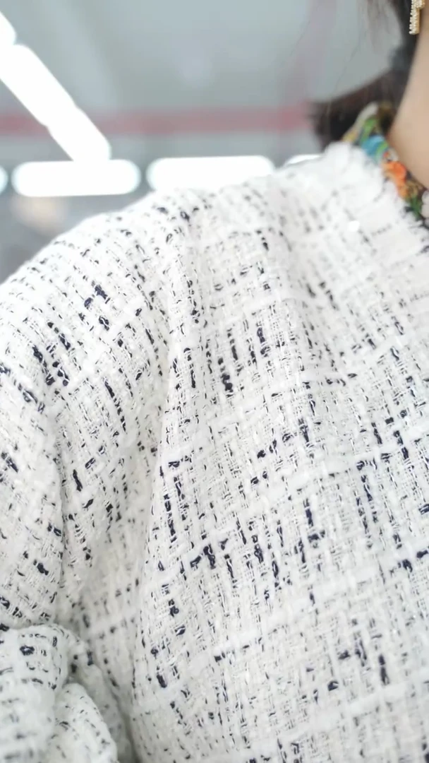 混纺2米黑白花纱交织面料 外套 套装布料幅宽150CM